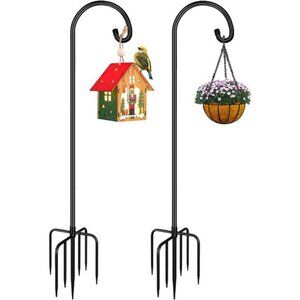 Shepherd Hook 60 Inch Tall Heavy-Duty Metal Garden Hanging Pole Stake for Bird